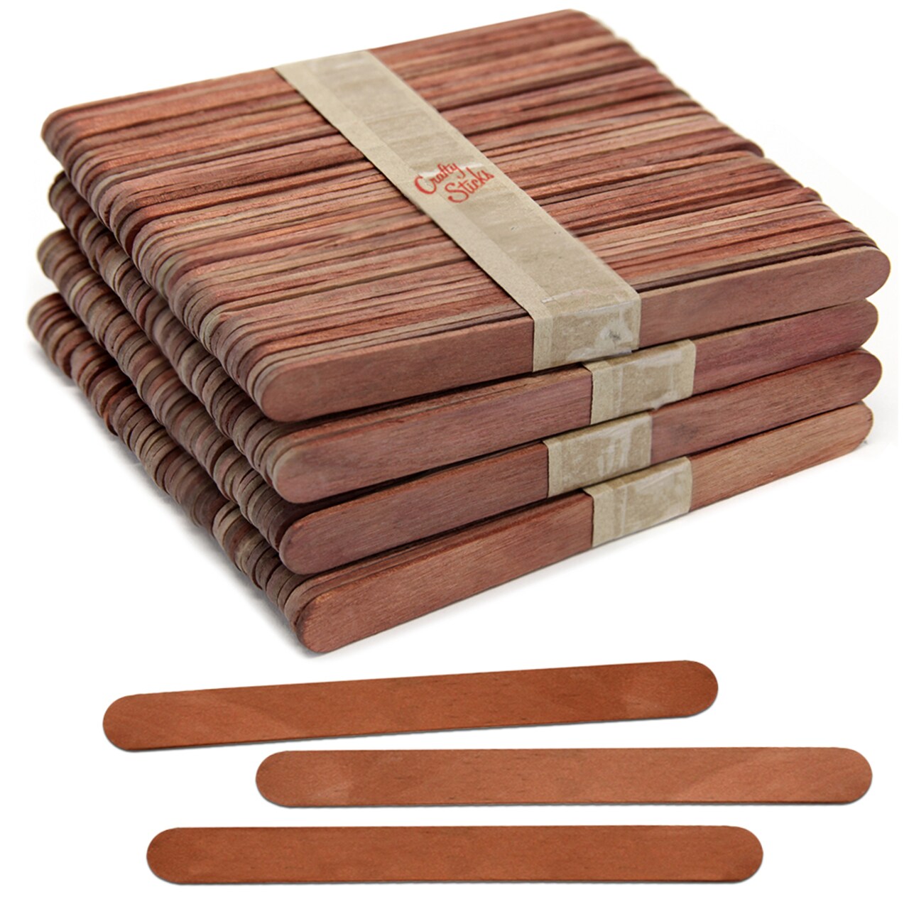 CraftySticks Colored Wood Craft Sticks 4.5 Inch, Red Orange Yellow Green Blue Purple White Black Pink Brown Popsicle Sticks
